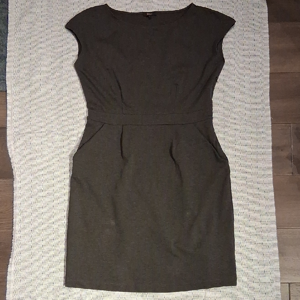 Quince Ultra Stretch Ponte Cap Sleeve Dress Charcoal Grey Size Large